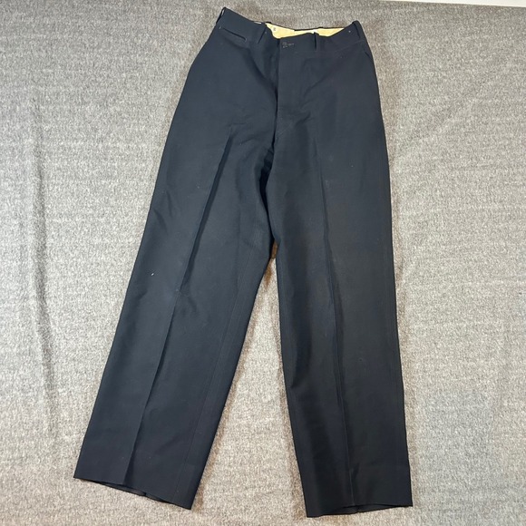 VTG Mens Roos Bros Wool Navy Pleated Pants Talon‎ Zip Size 33/34 Fits 30x29 40s